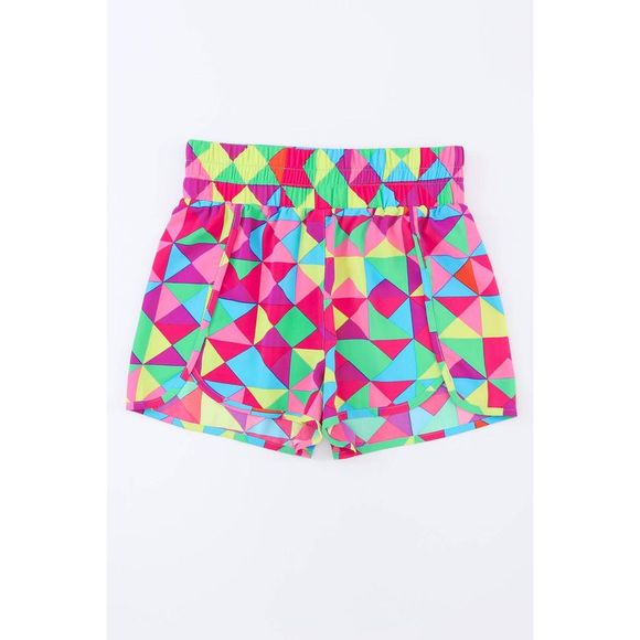 Azura Exchange  Multicolor Geometric High Waisted Athletic Shorts - Picture 10 of 15